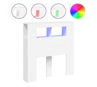 vidaXL Cabecero para dormitorio con LED y almacenaje Madera de Ingeniería Blanco 100x18,5x103,5 cm