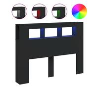 vidaXL Cabecero con LED, Cabecera con Almacenaje, Cabezal de Cama, Cabecero para Dormitorio, Madera de Ingeniería Negro 140x18,5x103,5 cm