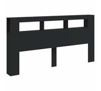 vidaXL Cabecero con LED Madera de ingeniería Negro 200x18,5x103,5 cm