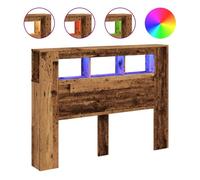 vidaXL Cabecero de cama Madera ingeniería envejecida con LED y estantes 140x18,5x103,5 cm