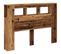 vidaXL Cabecero con LED Madera ingeniería Envejecida 140x18,5x103,5 cm, cabecero, Cabezal de Cama, cabecero con estantes, cabecero de Cama