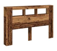 vidaXL Cabecero de cama LED de madera vieja/marrón, cabecero de cama para dormitorio con almacenamiento y luces RGB personalizables, 160 x 18,5 x 103,5 cm, cabecero de madera de diseño moderno