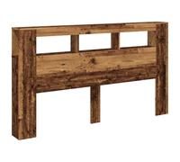 vidaXL Cabecero con LED Madera ingeniería Envejecida 180x18,5x103,5 cm, cabecero, Cabezal de Cama, cabecero con estantes, cabecero de Cama