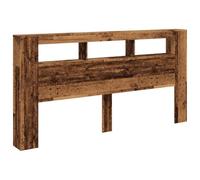 vidaXL Cabecero con LED Madera ingeniería Envejecida 200x18,5x103,5 cm, cabecero, Cabezal de Cama, cabecero con estantes, cabecero de Cama