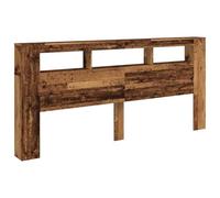 vidaXL Cabecero con LED Madera ingeniería Envejecida 220x18,5x103,5 cm, cabecero, Cabezal de Cama, cabecero con estantes, cabecero de Cama