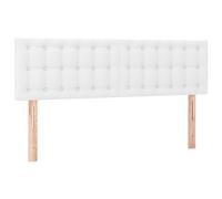 vidaXL Cabecero con Luces LED Cabecero de Cama Cabezal Tapizado para Cama de Matrimonio Mueble Dormitorio Cuero Sintético Blanco 144x5x78/88 cm