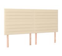 vidaXL Cabecero con Luces LED Cabecero de Cama Cabezal Tapizado para Cama de Matrimonio Mueble Dormitorio Tela Crema 200x5x118/128 cm