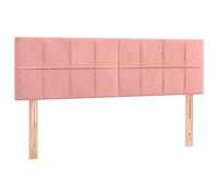 vidaXL Cabecero tapizado con luces LED para cama de matrimonio terciopelo rosa 144x5x78/88 cm