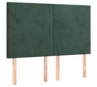 vidaXL Cabecero con Luces LED Cabecero de Cama Cabezal Tapizado para Cama de Matrimonio Mueble Dormitorio Terciopelo Verde Oscuro 144x5x118/128 cm