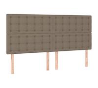 vidaXL Cabecero con Luces LED Cabecero de Cama Cabezal Tapizado para Cama de Matrimonio Mueble Dormitorio Interior Tela Gris Taupe 160x5x118/128 cm