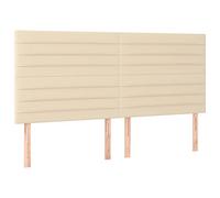 vidaXL Cabecero con Luces LED Cabecero de Cama Cabezal Tapizado para Cama de Matrimonio Mueble Dormitorio Tela Crema 180x5x118/128 cm