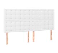 vidaXL Cabecero con Luces LED Cabecero de Cama Cabezal Tapizado para Cama de Matrimonio Mueble Dormitorio Cuero Sintético Blanco 180x5x118/128 cm