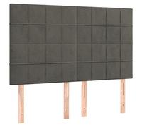 vidaXL Cabecero con Luces LED Cabecero de Cama Cabezal Tapizado para Cama de Matrimonio Mueble Dormitorio Terciopelo Gris Oscuro 144x5x118/128 cm