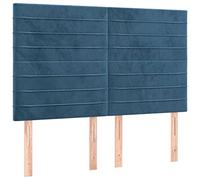 vidaXL Cabecero con Luces LED Cabecero de Cama Cabezal Tapizado para Cama de Matrimonio Mueble Dormitorio Terciopelo Azul Oscuro 144x5x118/128 cm