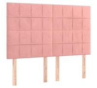 vidaXL Cabecero con Luces LED Cabecero de Cama Cabezal Tapizado para Cama de Matrimonio Mueble Dormitorio Terciopelo Rosa 144x5x118/128 cm