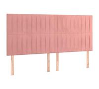 vidaXL Cabecero de cama tapizado con luces LED terciopelo rosa 200x5x118/128 cm
