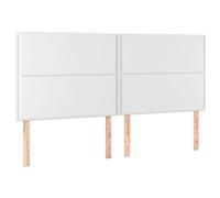 vidaXL Cabecero con Luces LED Cabecero de Cama Cabezal Tapizado para Cama de Matrimonio Mueble Dormitorio Cuero Sintético Blanco 200x5x118/128 cm