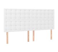 vidaXL Cabecero con Luces LED Cabecero de Cama Cabezal Tapizado para Cama de Matrimonio Mueble Dormitorio Cuero Sintético Blanco 200x5x118/128 cm