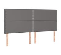 vidaXL Cabecero con Luces LED Cabecero de Cama Cabezal Tapizado para Cama de Matrimonio Mueble Dormitorio Cuero Sintético Gris 180x5x118/128 cm