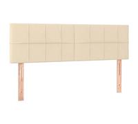 vidaXL Cabecero con Luces LED Cabecero de Cama Cabezal Tapizado para Cama de Matrimonio Mueble Dormitorio Interior Tela Color Crema 144x5x78/88 cm