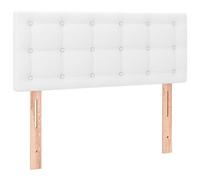 vidaXL Cabecero tapizado con luces LED para cama individual cuero sintético blanco 90x5x78/88 cm
