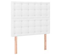 vidaXL Cabecero con Luces LED Cabecero de Cama Cabezal Tapizado para Cama Individual Mueble Dormitorio Interior Cuero Sintético Blanco 100x5x118/128 cm