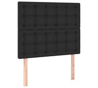 vidaXL Cabecero con Luces LED Cabecero de Cama Cabezal Tapizado para Cama Individual Mueble Dormitorio Interior Cuero Sintético Negro 90x5x118/128 cm