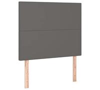 vidaXL Cabecero con Luces LED Cabecero de Cama Cabezal Tapizado para Cama Individual Mueble Dormitorio Interior Cuero Sintético Gris 100x5x118/128 cm