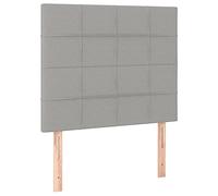 vidaXL Cabecero con Luces LED Cabecero de Cama Cabezal Tapizado para Cama Individual Mueble Dormitorio Interior Tela Gris Claro 90x5x118/128 cm