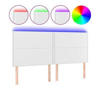 vidaXL Cabecero con Luces LED Cabecero de Cama Cabezal Tapizado para Cama de Matrimonio Mueble Dormitorio Cuero Sintético Blanco 200x5x118/128 cm