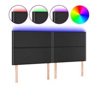 Vidaxl cabecero con luces led cuero sintético negro 180x5x118/128 cm