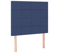 vidaXL Cabecero de cama tapizado con luces LED Tela azul 90x5x118/128 cm Cama individual