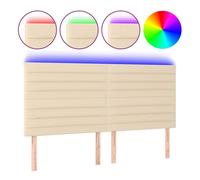 Vidaxl cabecero con luces led tela crema 200x5x118/128 cm