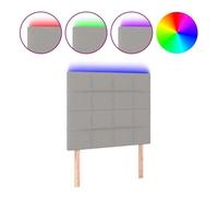 vidaXL Cabecero con Luces LED Cabecero de Cama Cabezal Tapizado para Cama Individual Mueble Dormitorio Interior Tela Gris Claro 100x5x118/128 cm