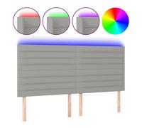 vidaXL Cabecero con Luces LED Cabecero de Cama Cabezal Tapizado para Cama de Matrimonio Mueble Dormitorio Tela Gris Claro 180x5x118/128 cm