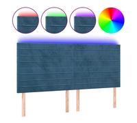 vidaXL Cabecero de cama tapizado con luces LED Terciopelo azul oscuro 160x5x118/128 cm