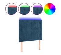 vidaXL Cabecero con Luces LED Cabecero de Cama Cabezal Tapizado para Cama Individual Mueble Dormitorio Interior Terciopelo Azul Oscuro 90x5x118/128 cm