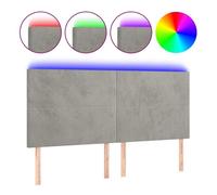 vidaXL Cabecero con Luces LED Cabecero de Cama Cabezal Tapizado para Cama de Matrimonio Mueble Dormitorio Terciopelo Gris Claro 200x5x118/128 cm