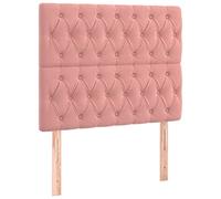 vidaXL Cabecero con Luces LED Cabecero de Cama Cabezal Tapizado para Cama Individual Mueble Dormitorio Interior Terciopelo Rosa 90x7x118/128 cm