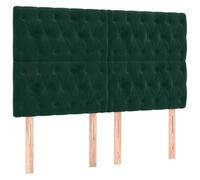 vidaXL Cabecero con Luces LED Cabecero de Cama Cabezal Tapizado para Cama de Matrimonio Mueble Dormitorio Terciopelo Verde Oscuro 160x7x118/128 cm