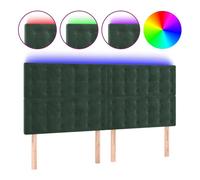 vidaXL Cabecero con Luces LED Cabecero de Cama Cabezal Tapizado para Cama de Matrimonio Mueble Dormitorio Interior Terciopelo Verde Oscuro 180x5x118/128 cm