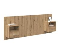 vidaXL Cabecero con Mueble 3 pcs Roble Artesanal Madera de ingeniería, Dormitorio, Rectangular, Artesanal Moderno, Almacenamiento, Diseño eficiente para maximizar el Espacio y Proporcionar organizaci