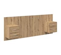 vidaXL Cabecero con Mueble 3 pcs Roble Artesanal Madera de ingeniería, Dormitorio, Rectangular, Artesanal Moderno, Almacenamiento, Diseño eficiente para maximizar el Espacio y Proporcionar organizaci