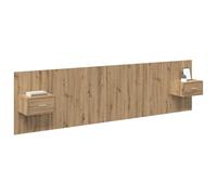 vidaXL Cabecero con Mueble 3 pcs Roble Artesanal Madera de ingeniería, Dormitorio, Rectangular, Tradicional, Almacenamiento Amplio, Incrustaciones Decorativas, cómodamente Acogedor, Ideal para Noches