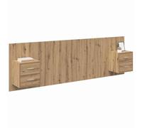 vidaXL Cabecero con Mueble 3 pcs Roble Artesanal Madera de ingeniería, Habitación Moderna, diseño Rectangular, Amplio Almacenamiento, cabecera montada, Uso eficiente del Espacio