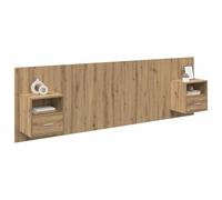vidaXL Cabecero con Mueble 3 pcs Roble Artesanal Madera de ingeniería, Decoración Moderna para el Dormitorio, cabecero Rectangular suspendido, Muebles Que ahorran Espacio, iluminación LED de Acento,