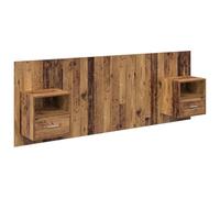 vidaXL Cabecero con Mueble con cajón 3 pcs Madera Envejecida, Dormitorio, Rectangular, Artesanal Moderno, Almacenamiento, Diseño eficiente para maximizar el Espacio y Proporcionar organización