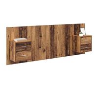 vidaXL Cabecero con Mueble con cajón 3 pcs Madera Envejecida, Dormitorio, Rectangular, Artesanal Moderno, Almacenamiento, Diseño eficiente para maximizar el Espacio y Proporcionar organización