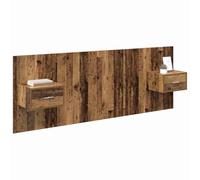 vidaXL Cabecero con Mueble con cajón 3 pcs Madera Envejecida, Dormitorio, Rectangular, Artesanal Moderno, Almacenamiento, Diseño eficiente para maximizar el Espacio y Proporcionar organización