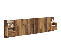 vidaXL Cabecero con Mueble con cajón 3 pcs Madera Envejecida, Dormitorio, Rectangular, Tradicional, Almacenamiento Amplio, Incrustaciones Decorativas, cómodamente Acogedor, Ideal para Noches reparado